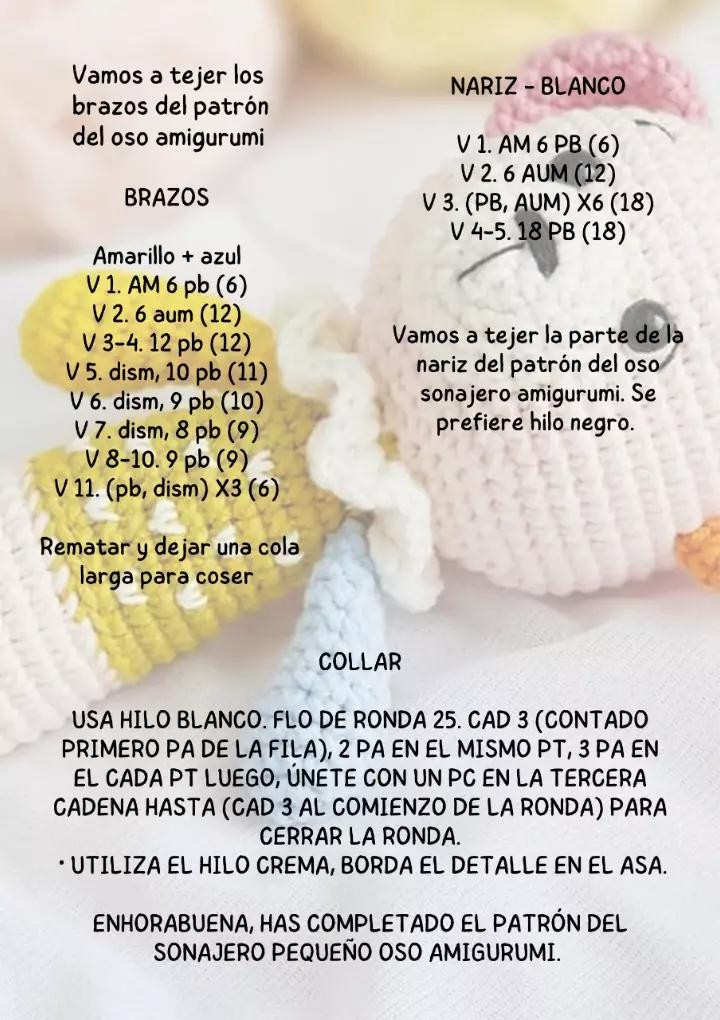 Patrón Gratuito para Tejer Sonajero Pequeño Oso Amigurumi