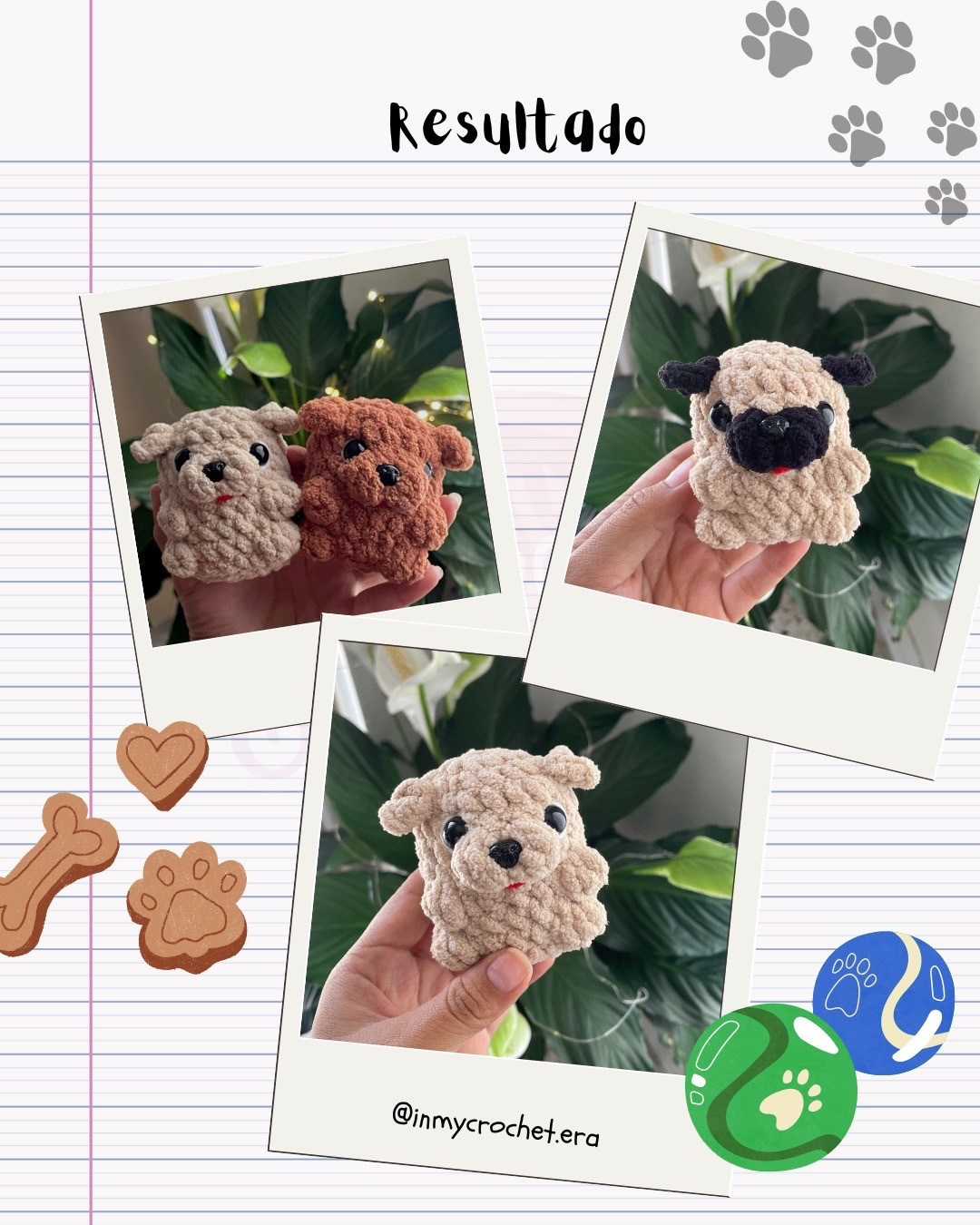 Patrón Gratuito Perritos Amigurumi Móc Len Chenille