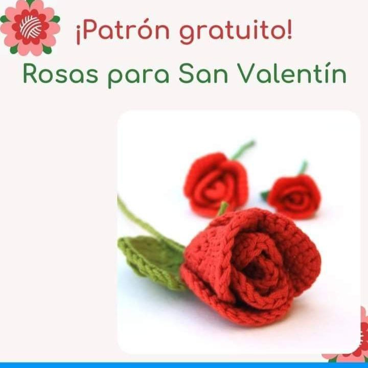 Patrón gratuito: Rosas rojas a crochet para San Valentín