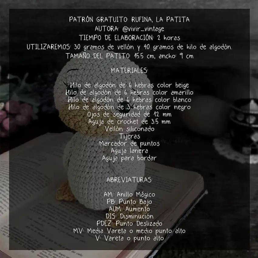 Patrón Gratuito Rufina la Patita: Tutorial Amigurumi Pato Móc Len Chi Tiết