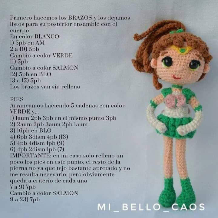 Patrón gratuito Sailor Jupiter amigurumi