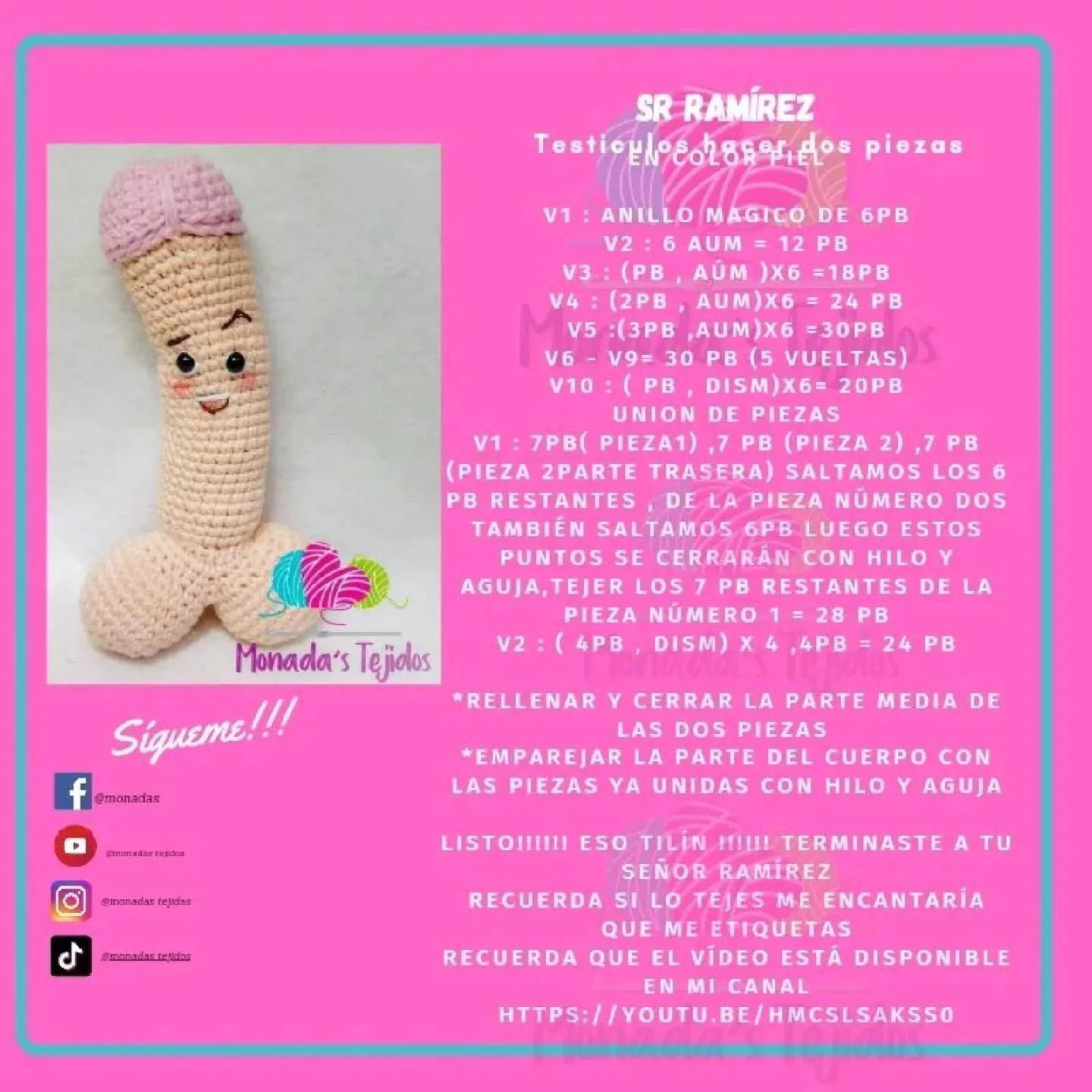 Patrón Gratuito Sr Ramírez: Búp bê Amigurumi Móc Len