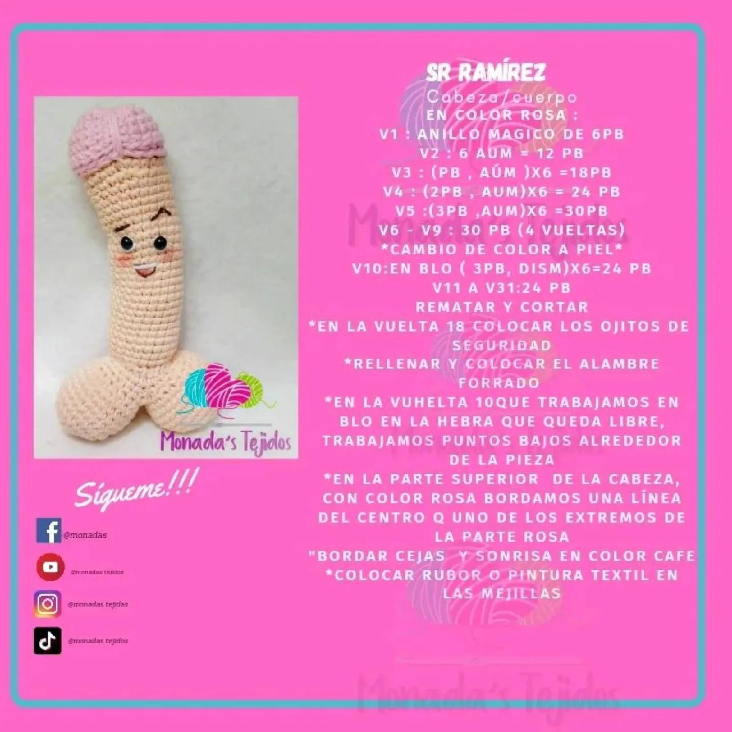 Patrón Gratuito Sr Ramírez: Búp bê Amigurumi Móc Len
