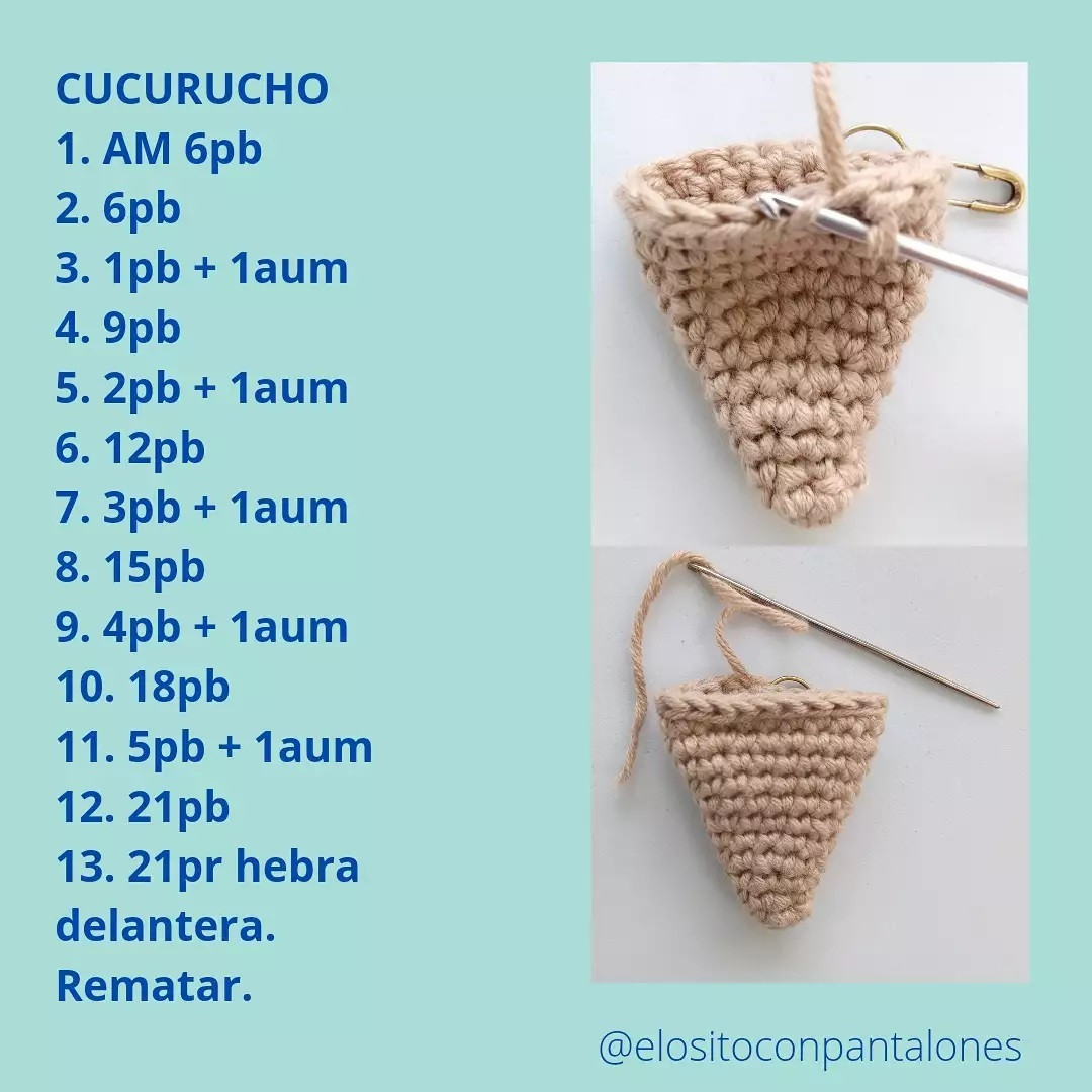 Patrón Helado Amigurumi: Tutorial paso a paso para tejer helados de ganchillo con materiales y abreviaturas