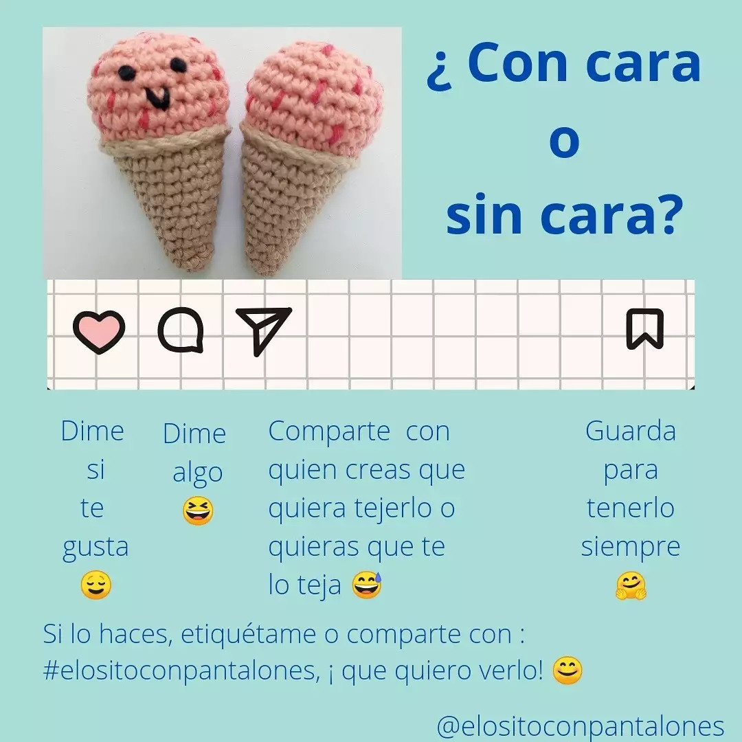 Patrón Helado Amigurumi: Tutorial paso a paso para tejer helados de ganchillo con materiales y abreviaturas