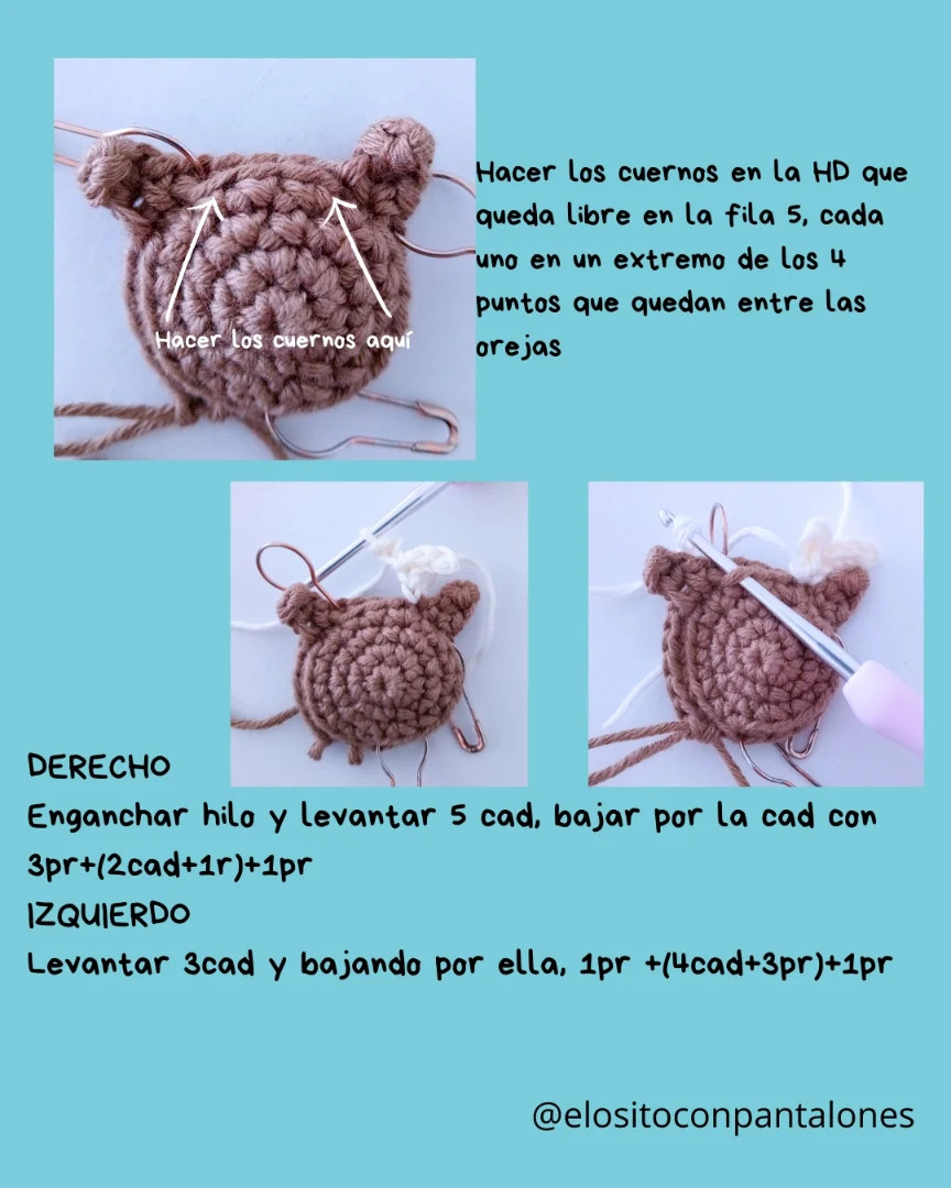 Patrón Imán Reno: Guía de materiales, abreviaturas y pasos para tejer un imán navideño