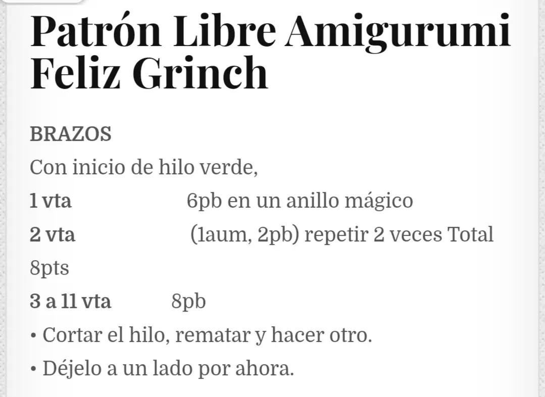 Patrón Libre Amigurumi Feliz Grinch: Búp bê móc len màu xanh lá với khăn quàng đỏ trắng, hướng dẫn chi tiết từng bước