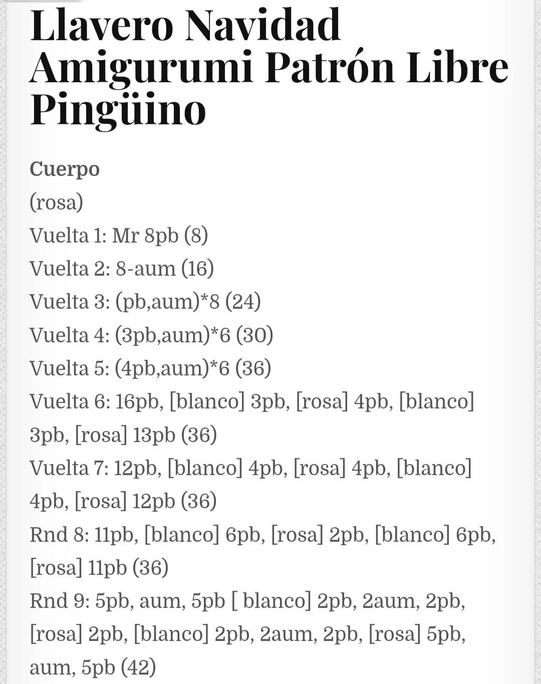 Patrón Libre Amigurumi Pingüino Llavero Navidad: Guía paso a paso con materiales y abreviaturas