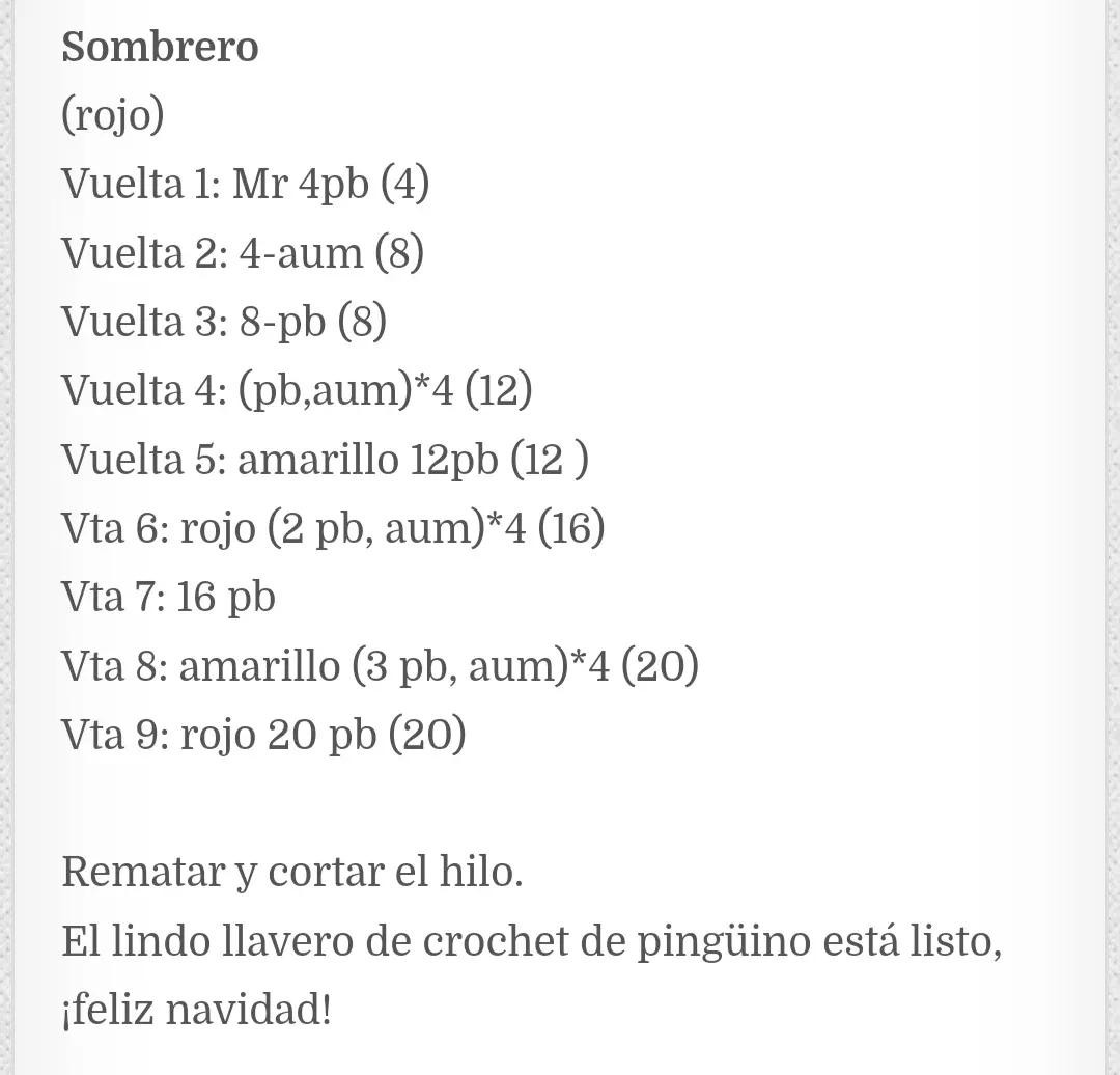 Patrón Libre Amigurumi Pingüino Llavero Navidad: Guía paso a paso con materiales y abreviaturas