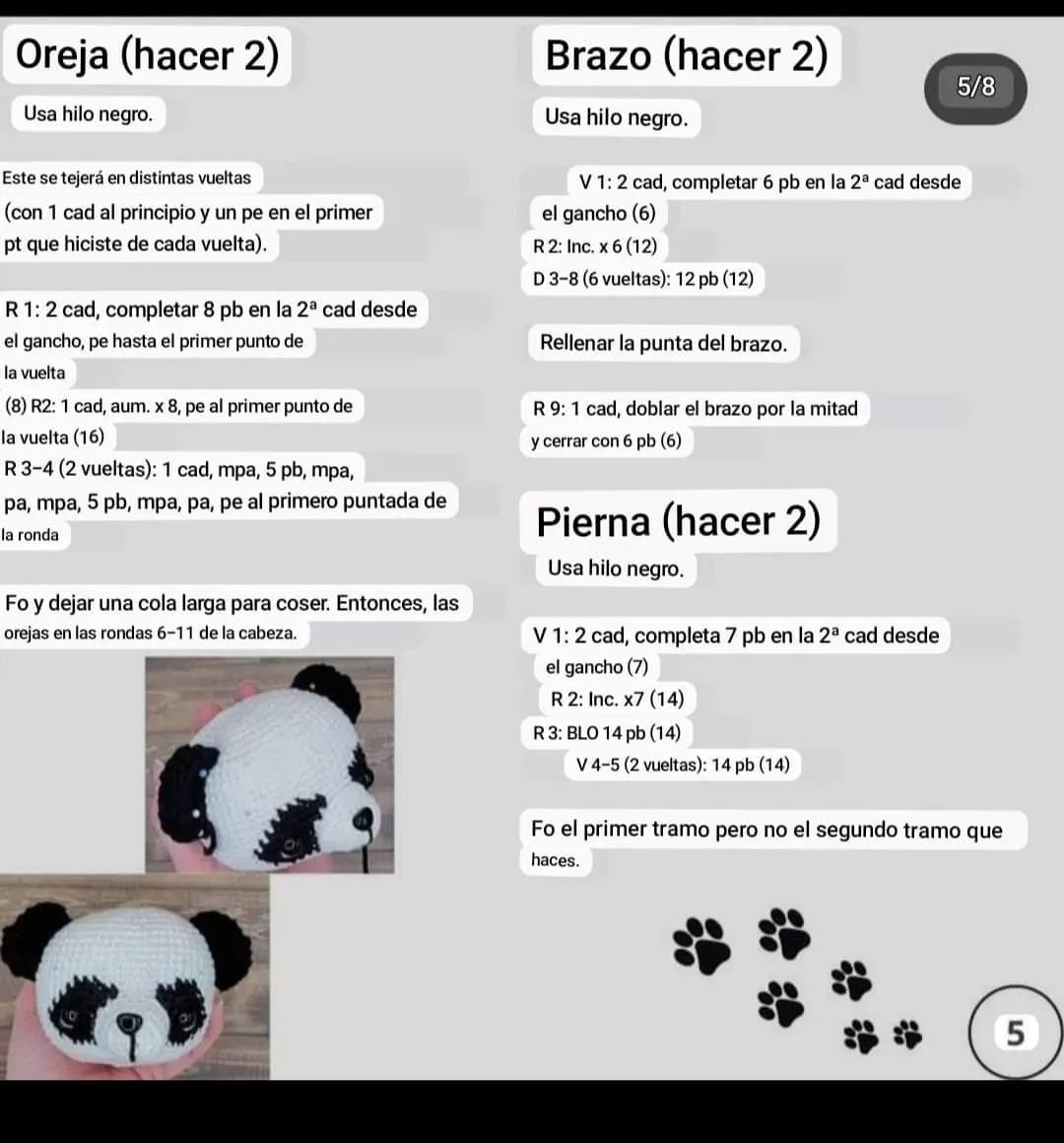 Patrón Libre de Mini Pandas Móc Len: Gấu Panda, Gấu Xám và Gấu Hồng