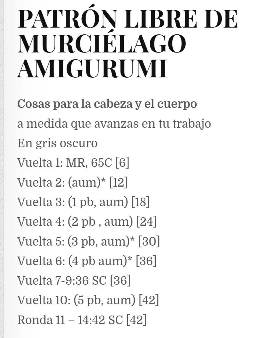 Patrón Libre de Murciélago Amigurumi: Guía paso a paso para crear un adorable murciélago de crochet en gris oscuro y rosa, con instrucciones detalladas