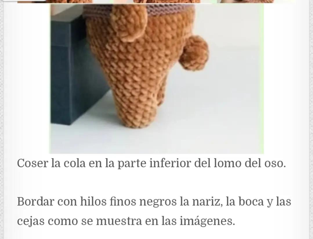 Patrón libre de osito de peluche Amigurumi con jersey
