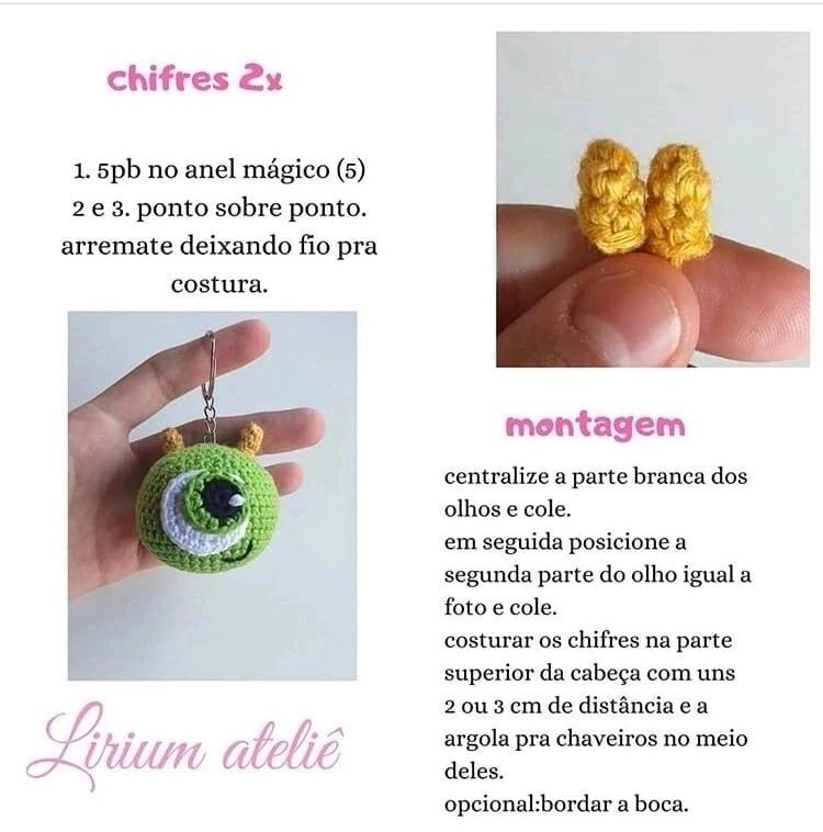 Patrón llavero Mike Wazowski amigurumi gratis