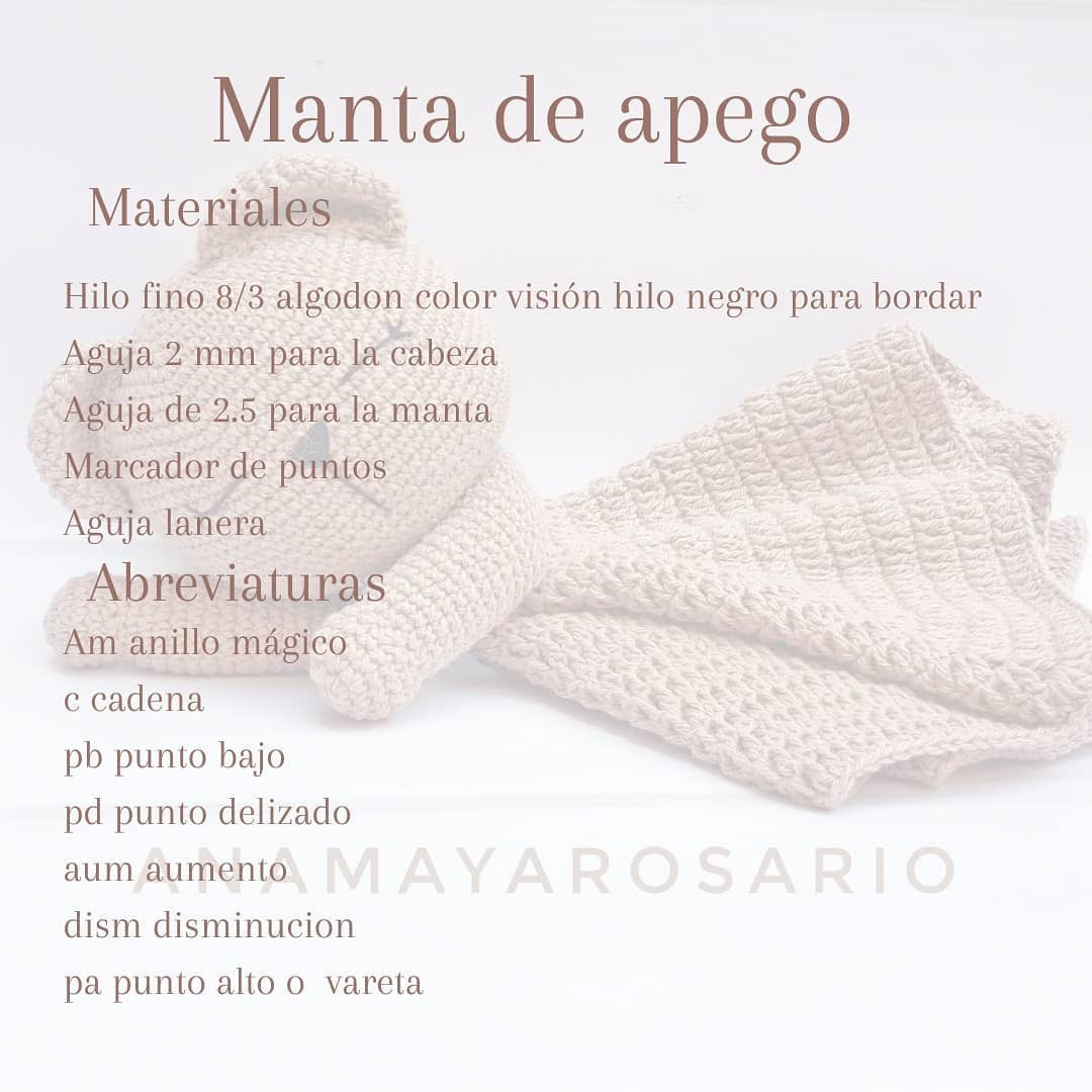 Patrón Manta de apego oso: materiales, instrucciones y armado