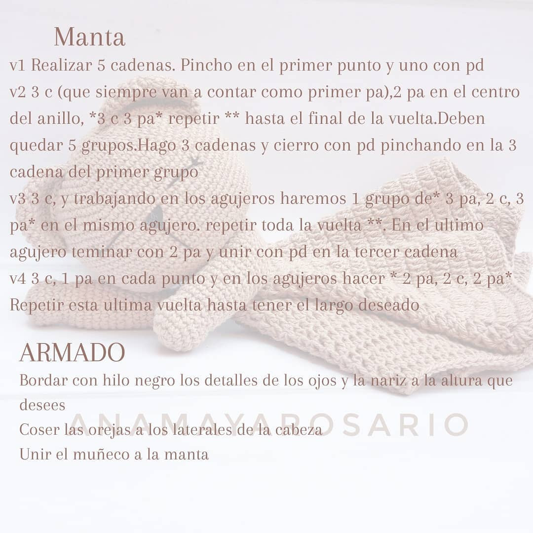 Patrón Manta de apego oso: materiales, instrucciones y armado