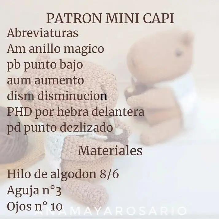 Patron Mini Capi: Guía de tejido amigurumi capibara