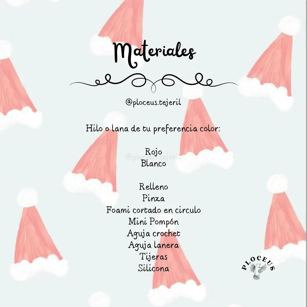 Patrón mini gorrito Navidad crochet rojo y blanco