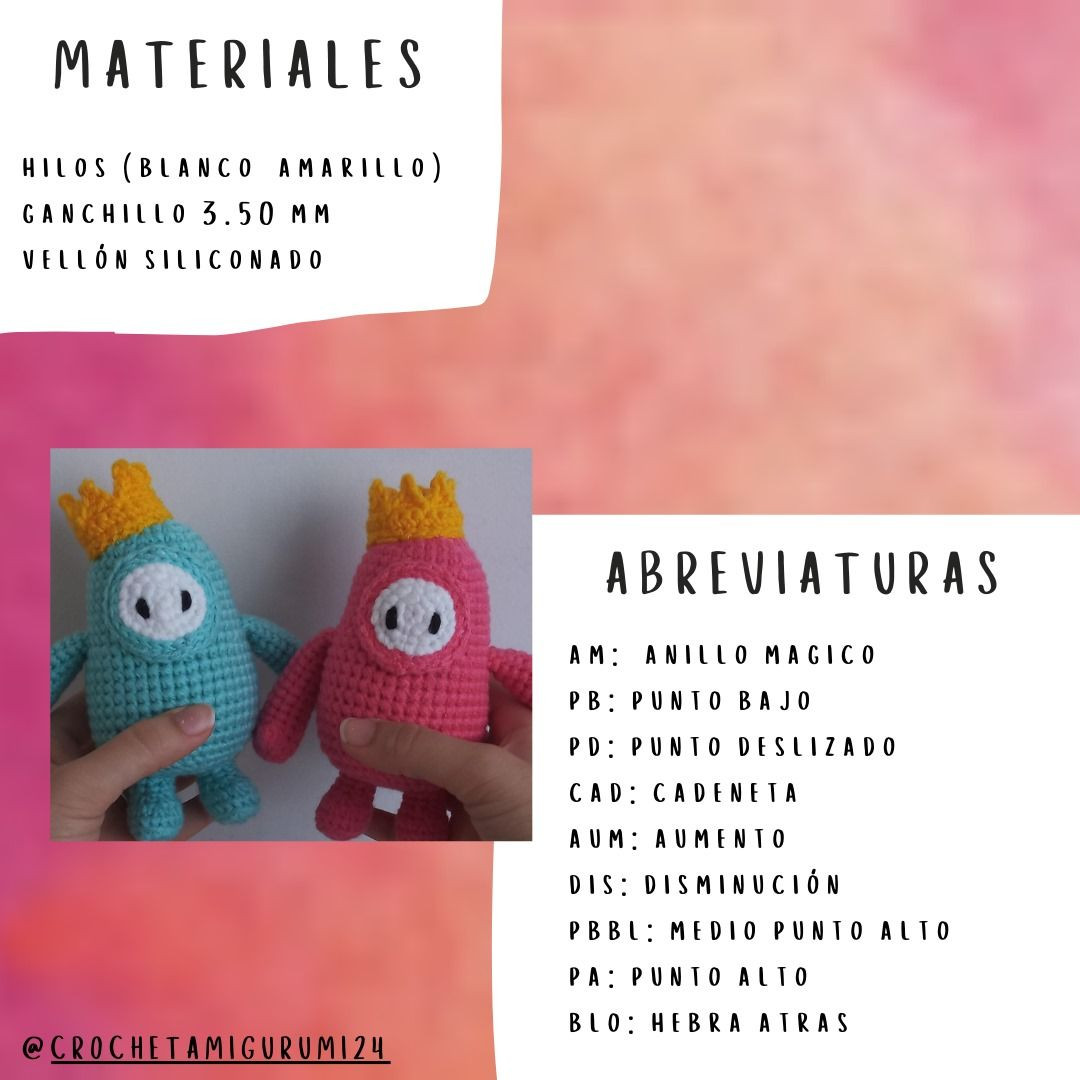 Patrón Móc Len Amigurumi Fall Guys: Hướng Dẫn Chi Tiết Từng Bước