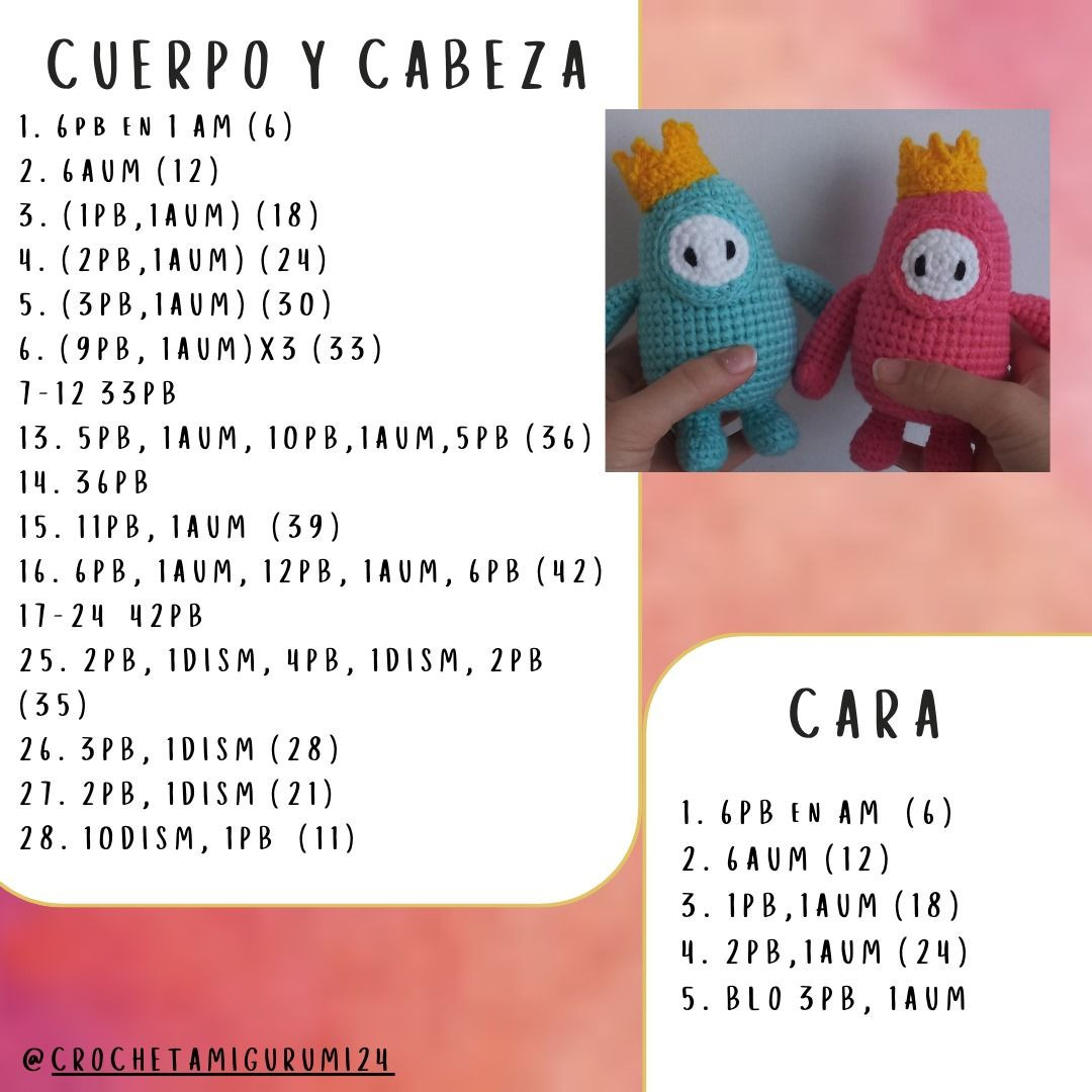 Patrón Móc Len Amigurumi Fall Guys: Hướng Dẫn Chi Tiết Từng Bước