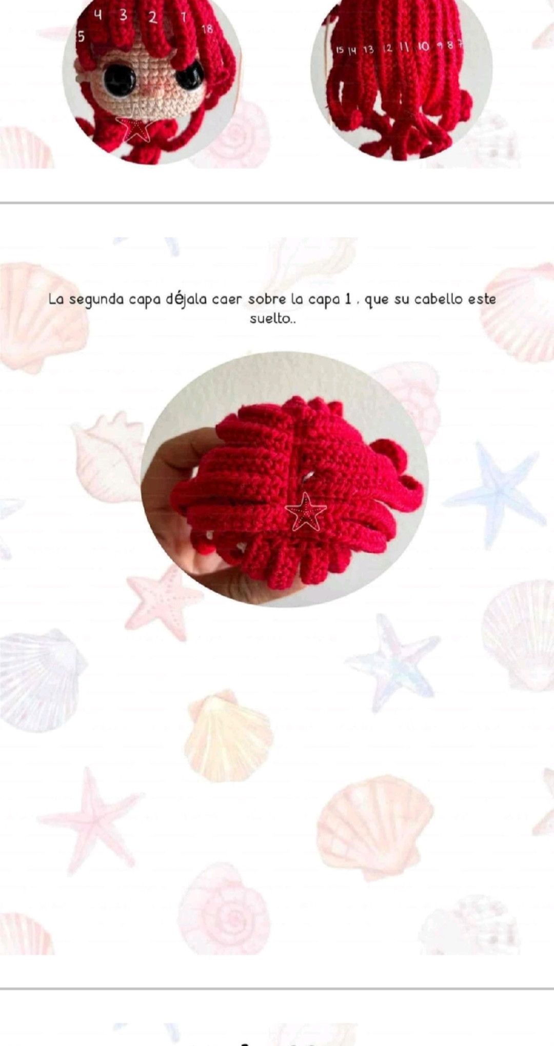 Patron Móc Len Búp bê Nàng tiên cá Ariel Amigurumi Chi Tiết