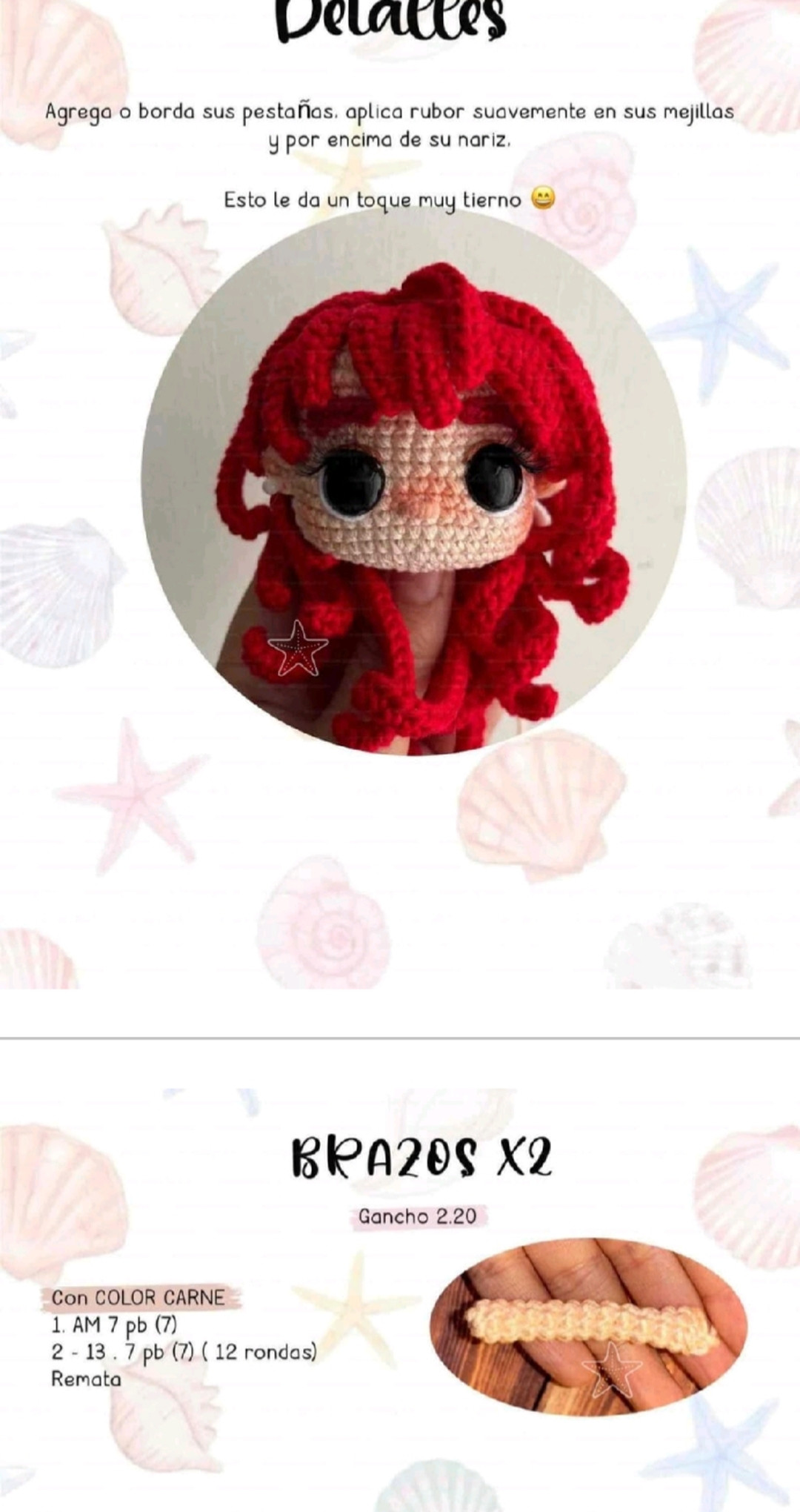 Patron Móc Len Búp bê Nàng tiên cá Ariel Amigurumi Chi Tiết
