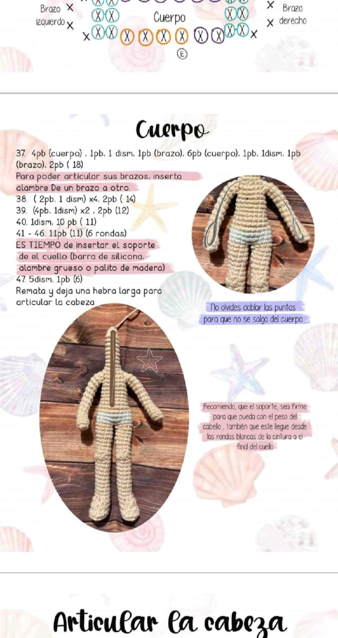 Patron Móc Len Búp bê Nàng tiên cá Ariel Amigurumi Chi Tiết