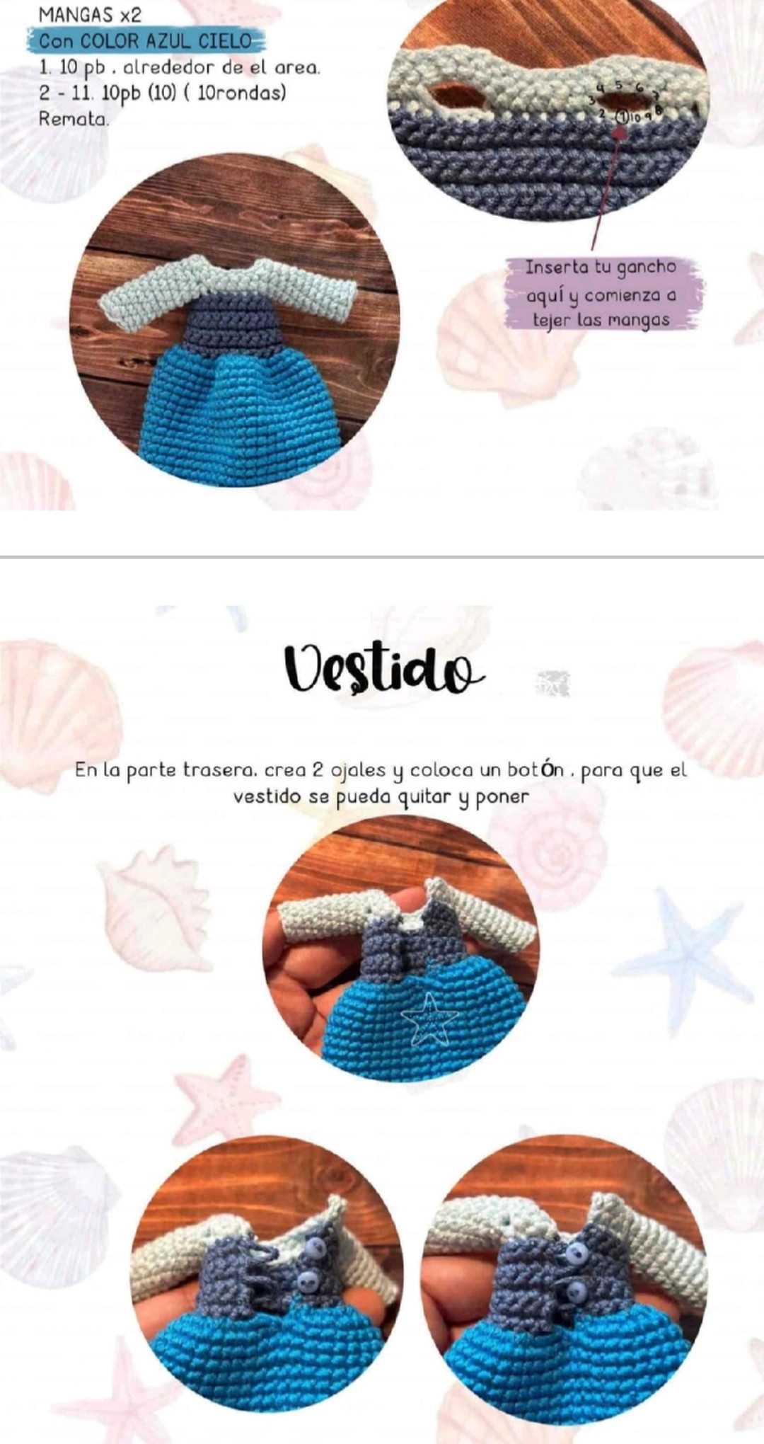 Patron Móc Len Búp bê Nàng tiên cá Ariel Amigurumi Chi Tiết