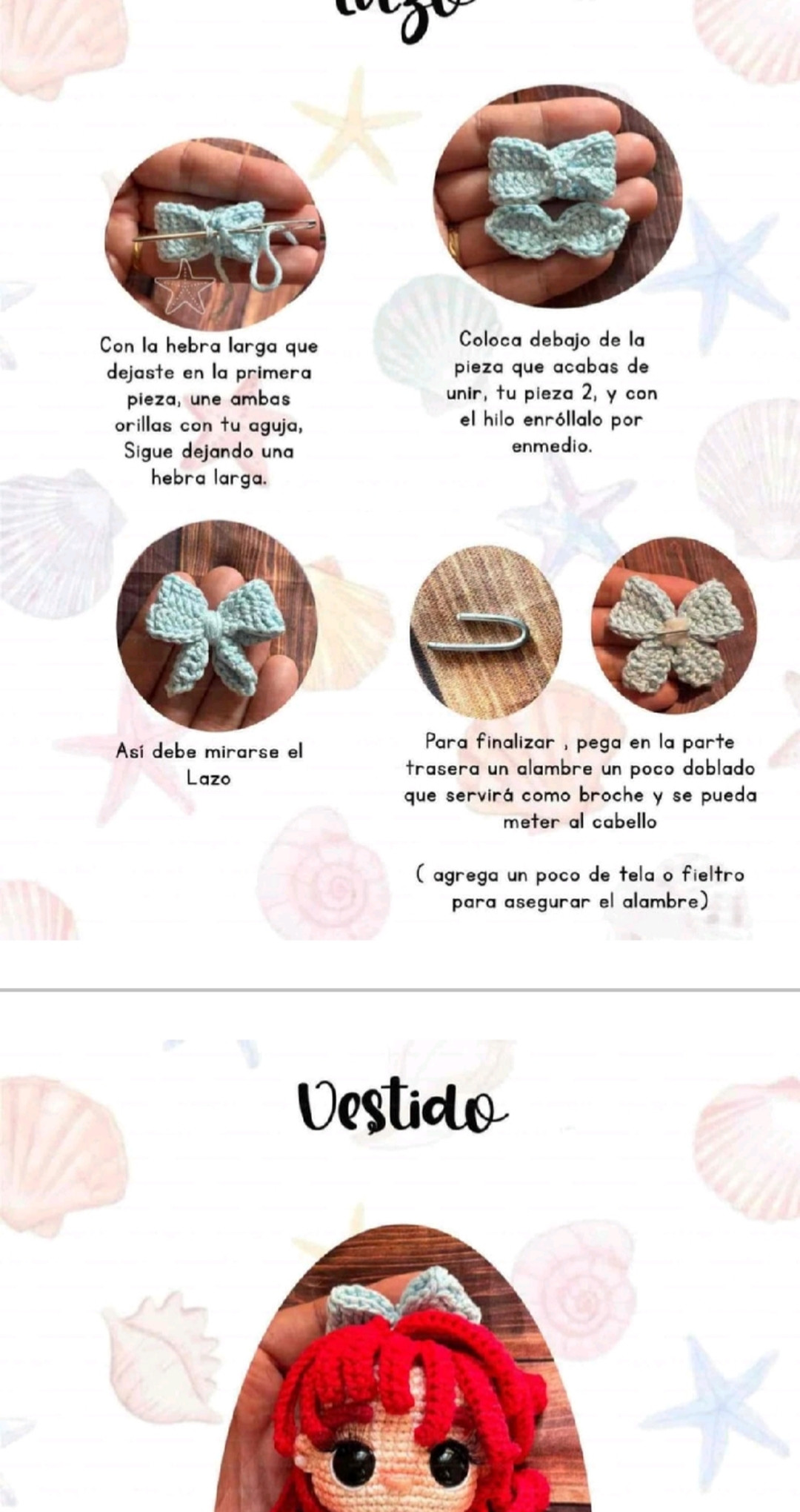 Patron Móc Len Búp bê Nàng tiên cá Ariel Amigurumi Chi Tiết