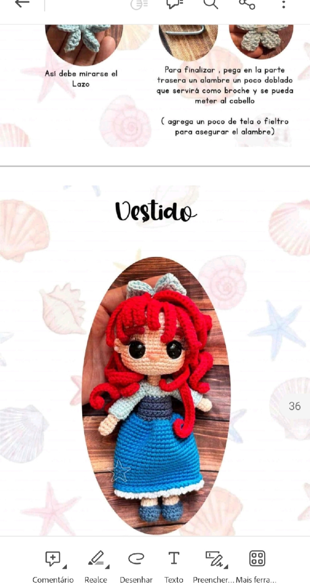 Patron Móc Len Búp bê Nàng tiên cá Ariel Amigurumi Chi Tiết