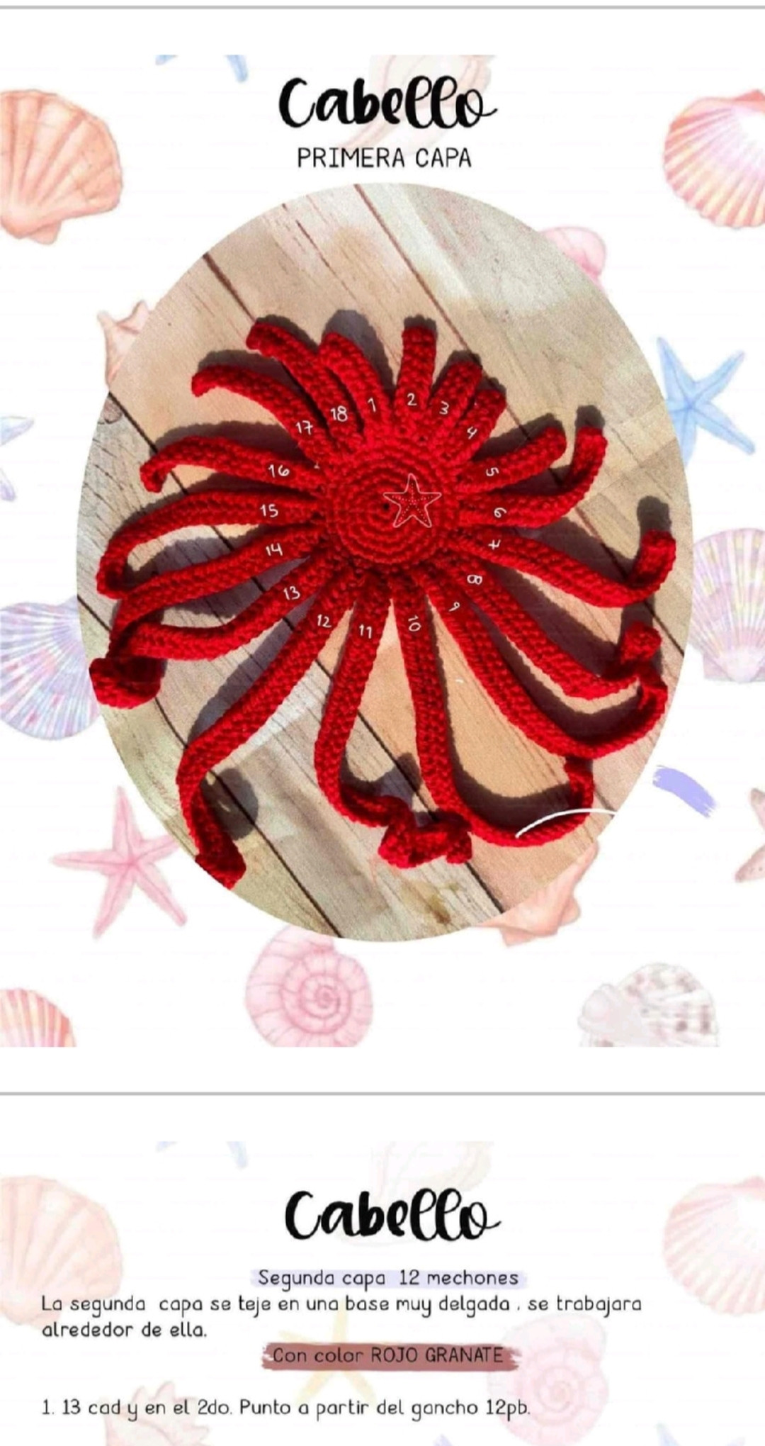 Patron Móc Len Búp bê Nàng tiên cá Ariel Amigurumi Chi Tiết