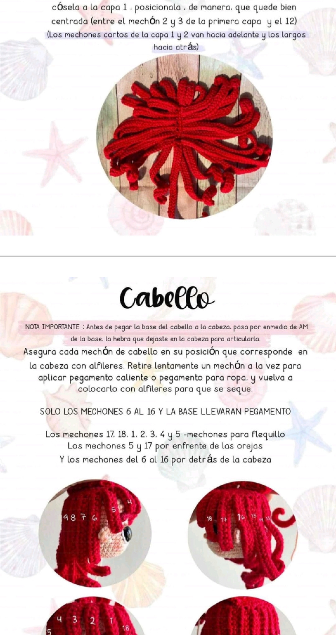 Patron Móc Len Búp bê Nàng tiên cá Ariel Amigurumi Chi Tiết