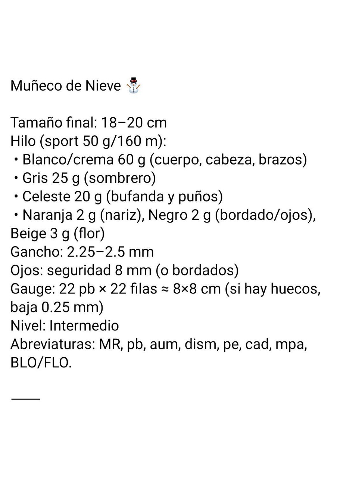 Patrón Móc Len Muñeco de Nieve Navidad con Sombrero y Bufanda