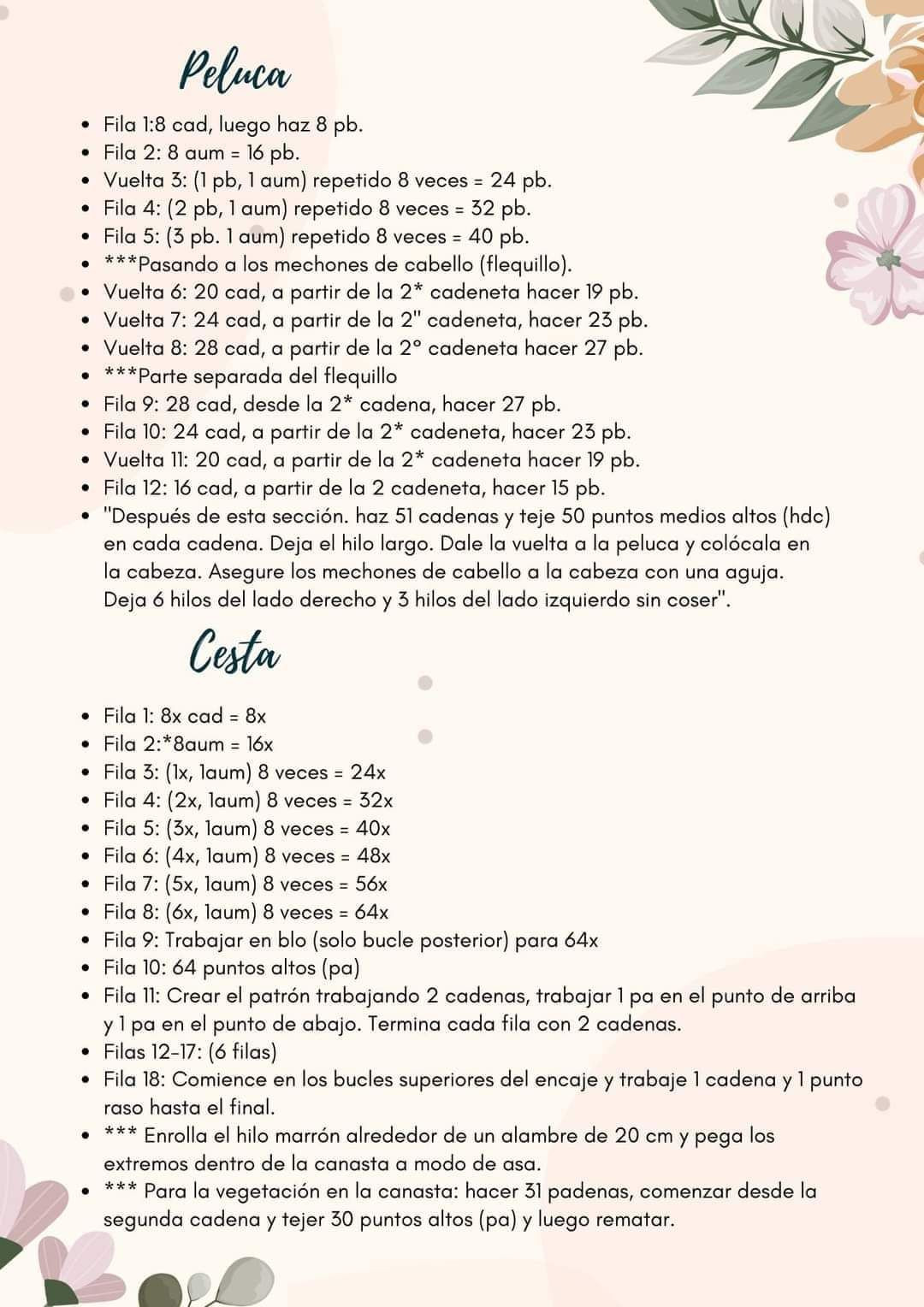 Patrón Muñeca Alina con canasta de cetas rojas