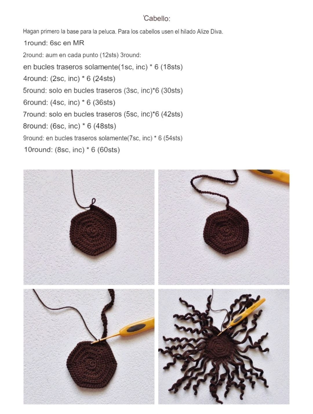 Patrón Muñeca Amigurumi con Pelo Rizado y Overol Rosa