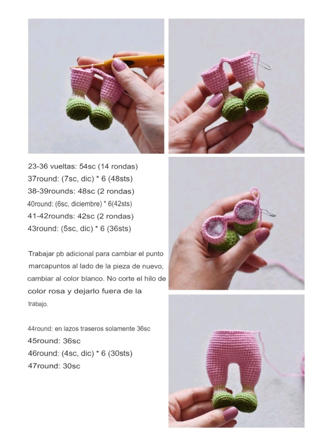 Patrón Muñeca Amigurumi con Pelo Rizado y Overol Rosa