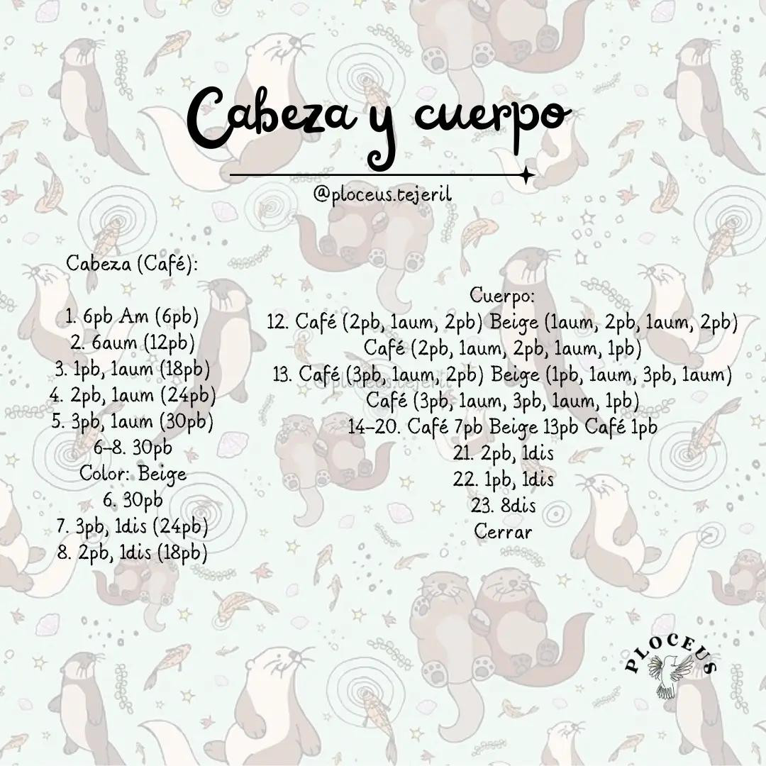 Patrón Nutria Amigurumi con Pescado Morado