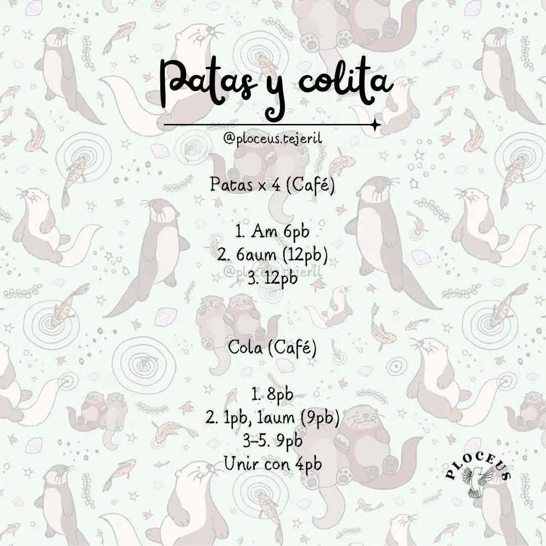 Patrón Nutria Amigurumi con Pescado Morado