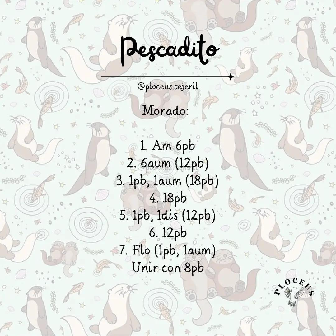 Patrón Nutria Amigurumi con Pescado Morado