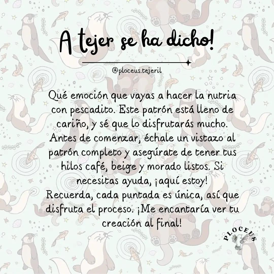 Patrón Nutria Amigurumi con Pescado Morado