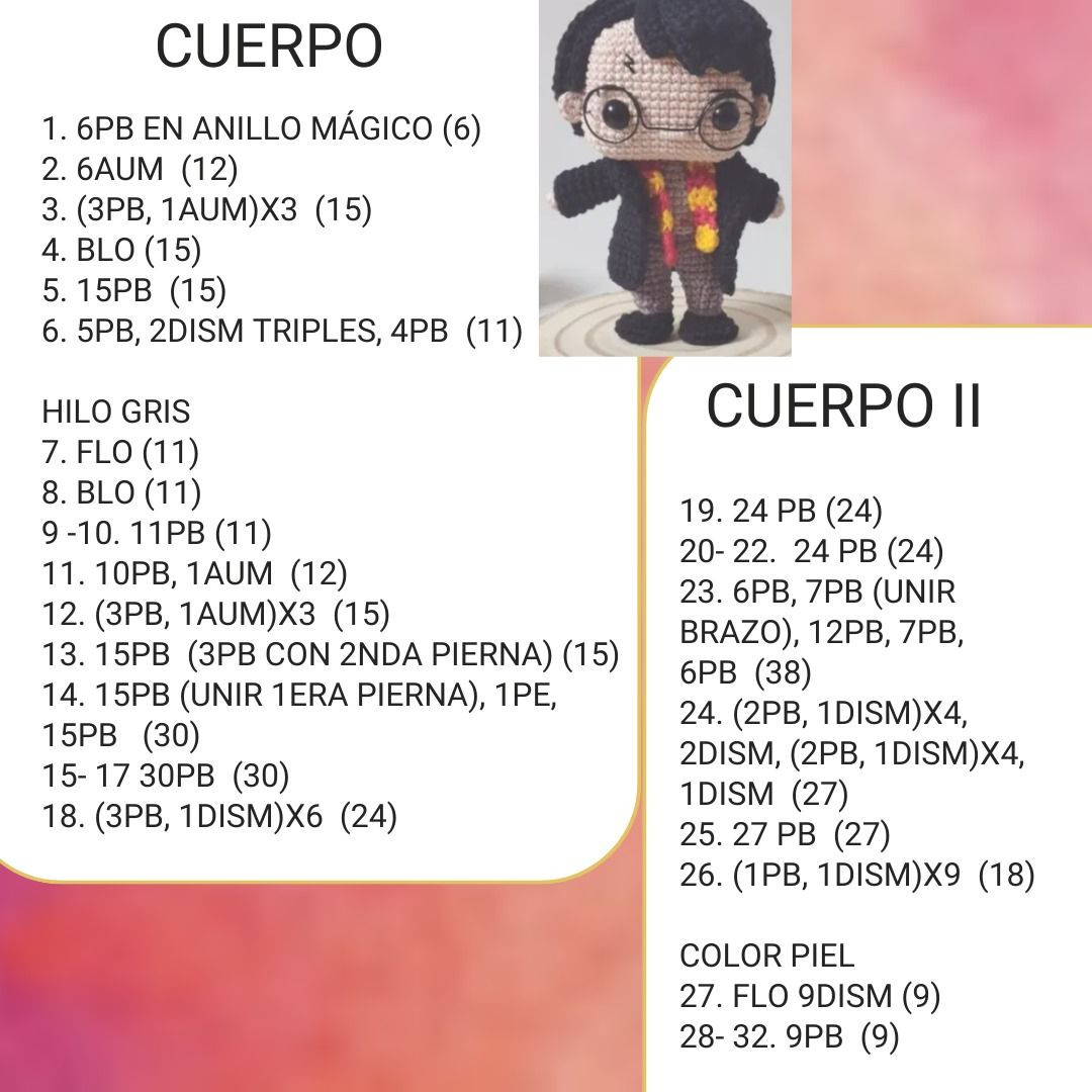 Patrón paso a paso: Búp bê Harry Potter móc len