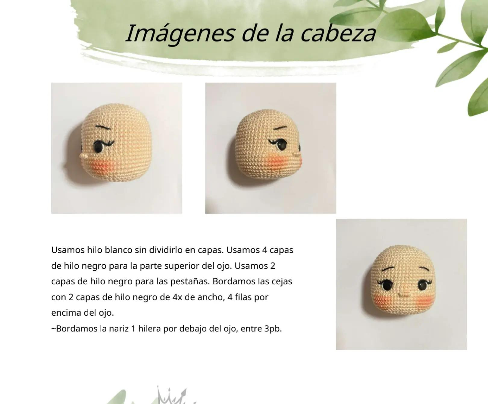 Patrón paso a paso para muñeca amigurumi Jayla con vestido rosa y flores