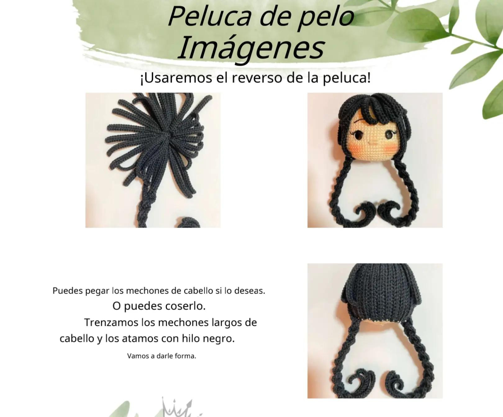 Patrón paso a paso para muñeca amigurumi Jayla con vestido rosa y flores