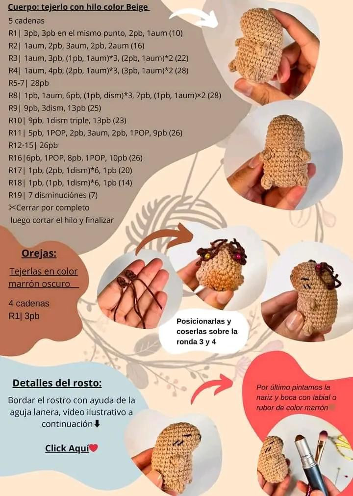Patrón PDF Capibara Amigurumi Cuerpo: Tutorial de Crochet Paso a Paso con Instrucciones y Materiales