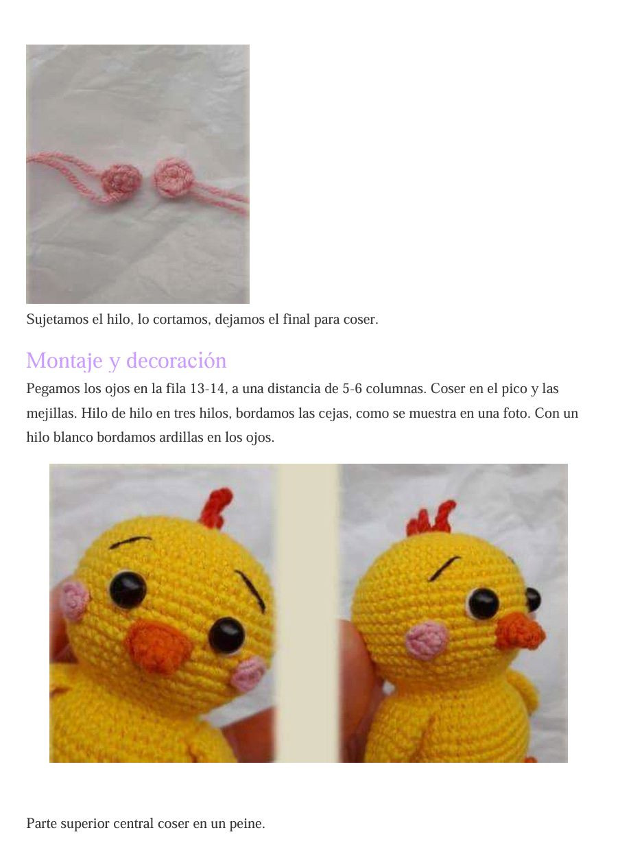 Patrón PDF Gratis Lindo Pollito Amigurumi