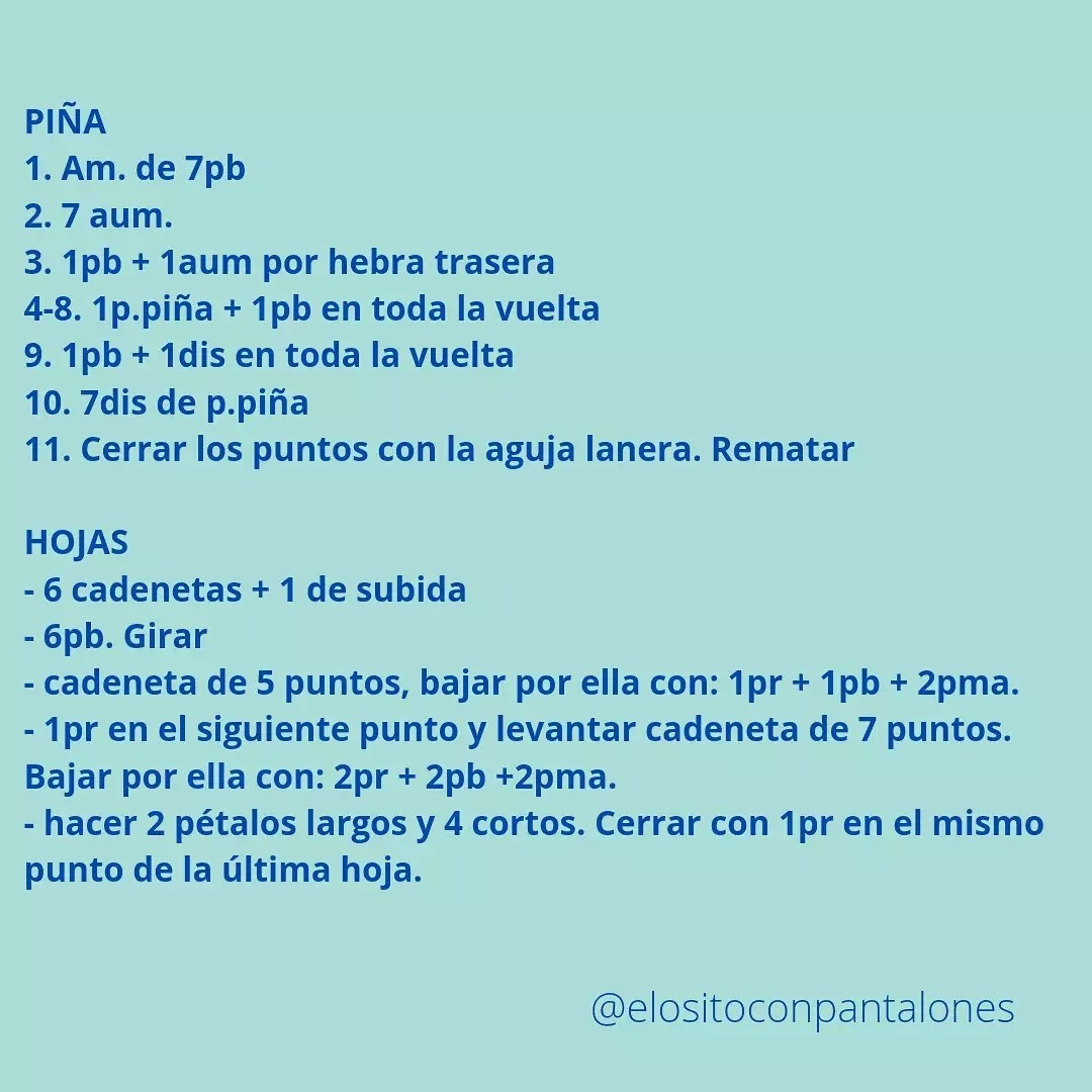 Patrón Piña Amigurumi: Guía completa con abreviaturas, materiales y paso a paso
