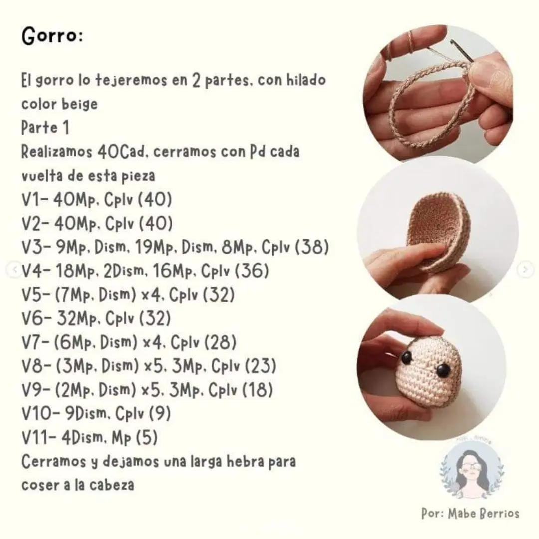 Patrón Porco Rosso Amigurumi: Guía de materiales y pasos detallados para cabeza, gorro y lentes