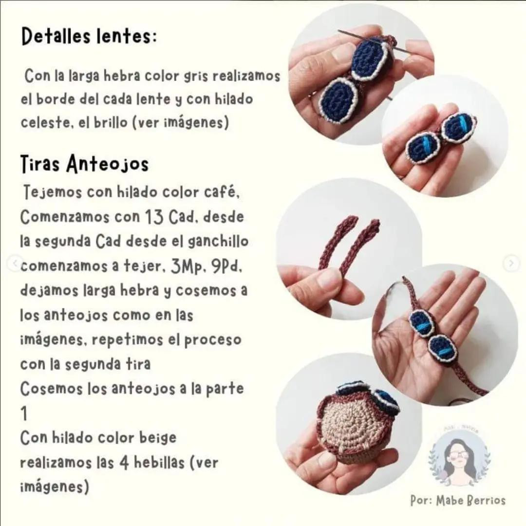 Patrón Porco Rosso Amigurumi: Guía de materiales y pasos detallados para cabeza, gorro y lentes