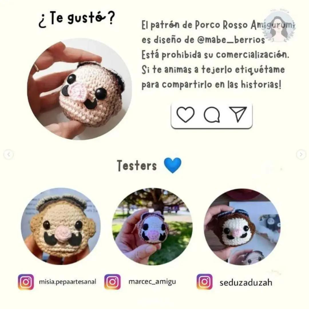 Patrón Porco Rosso Amigurumi: Guía de materiales y pasos detallados para cabeza, gorro y lentes