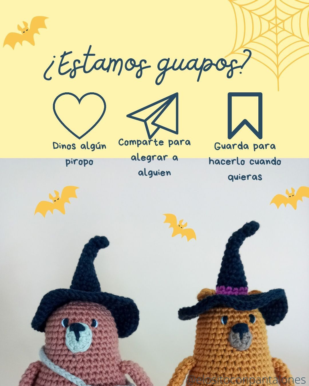 Patrón Sombrero Bruja para Osito Marrón - Crochet Halloween