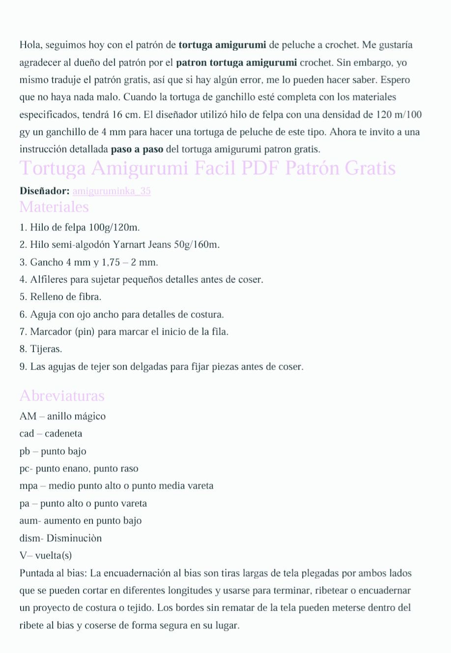 Patron Tortuga Amigurumi Facil PDF Gratis